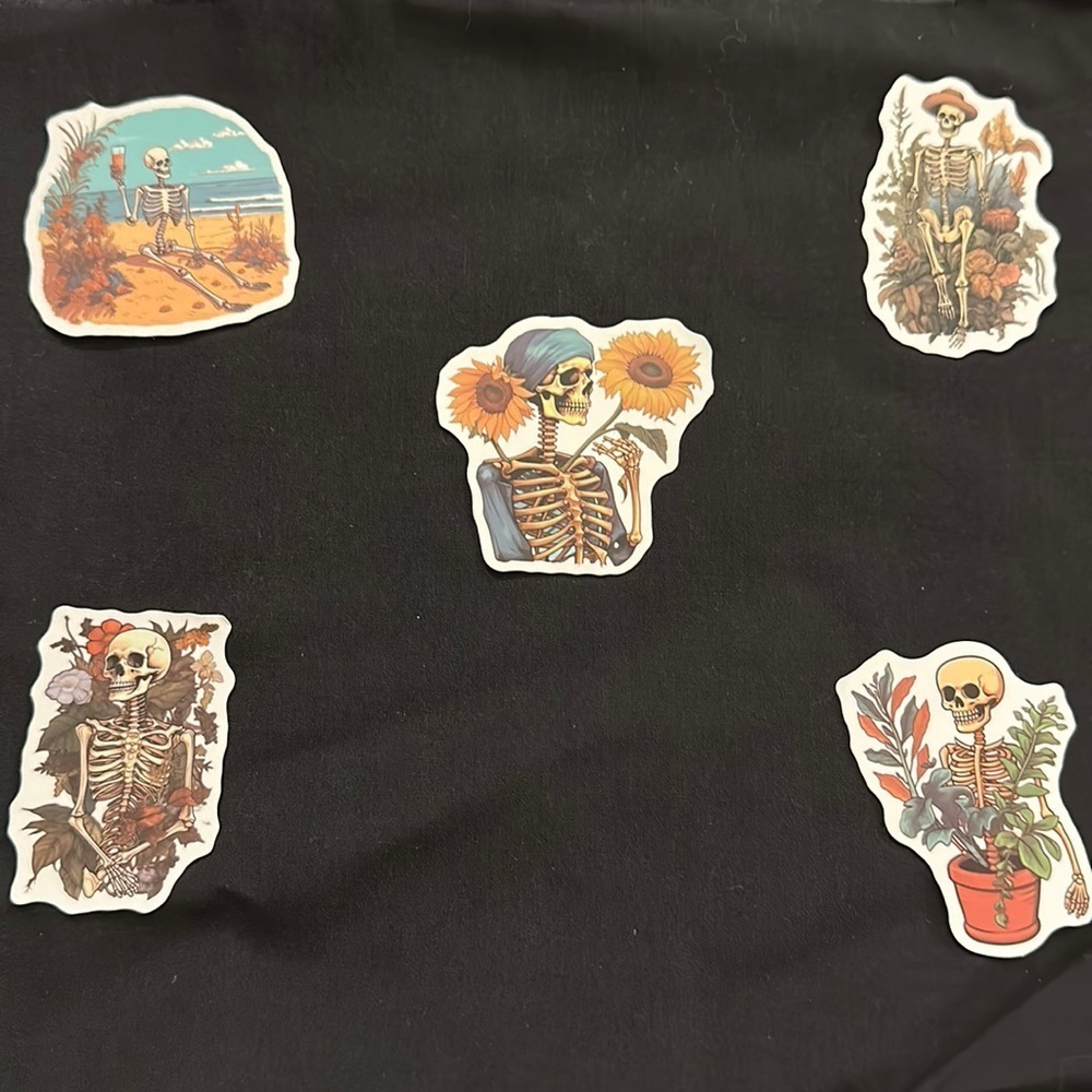 Floral skull stickers/decals.